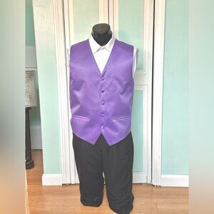 Freesia Purple Satin Closed Back Vest Wedding Wisteria Men’s XL X Large Tall
